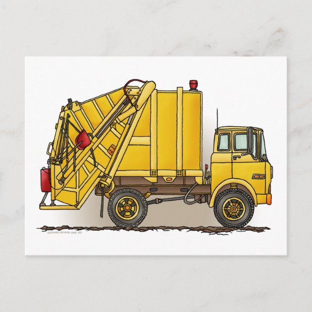 Garbage Truck 2 Construction Post card (Front)