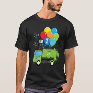 Garbage Truck 2nd Birthday Vehicle Green Balloons  T-Shirt