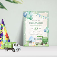 Garbage Truck 4th Birthday Party Sage Green