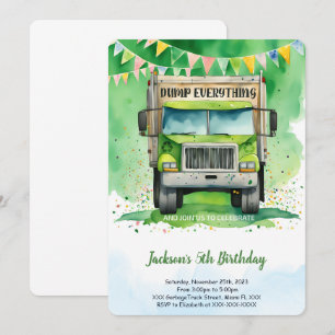 Garbage Truck Birthday  Invitation