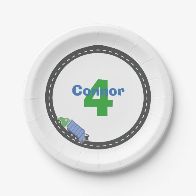 Garbage Truck Birthday Plate (Front)