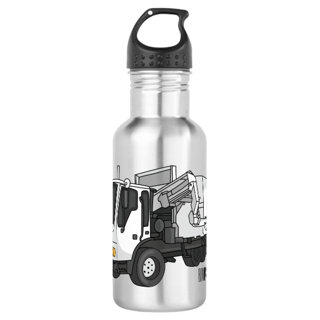 Garbage truck cartoon illustration 532 ml water bottle (Front)