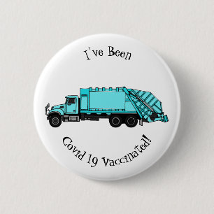 Garbage truck cartoon illustration 6 cm round badge