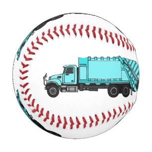 Garbage truck cartoon illustration baseball