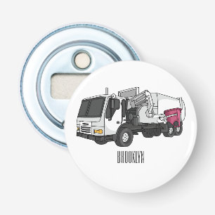 Garbage truck cartoon illustration bottle opener