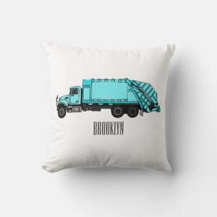 Garbage truck cartoon illustration cushion