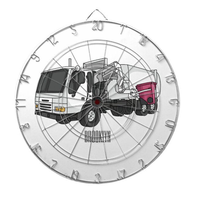 Garbage truck cartoon illustration  dartboard (Front)