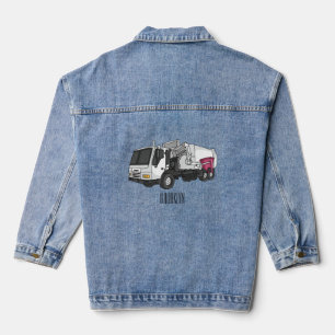 Garbage truck cartoon illustration denim jacket