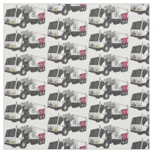 Garbage truck cartoon illustration fabric