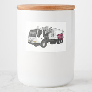 Garbage truck cartoon illustration food label