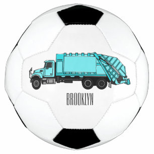 Garbage truck cartoon illustration football