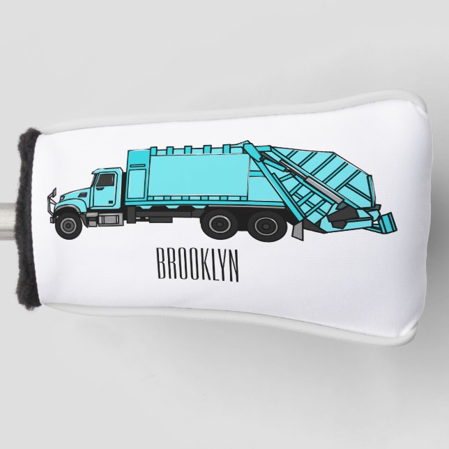 Garbage truck cartoon illustration golf head cover (Front)