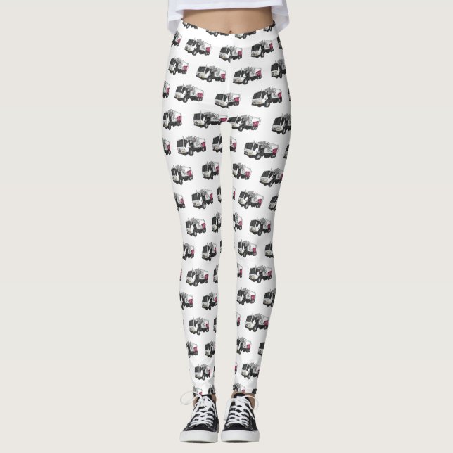 Garbage truck cartoon illustration leggings (Front)