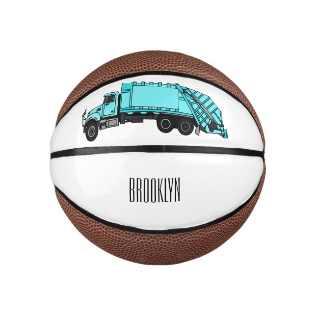 Garbage truck cartoon illustration mini basketball (Front)