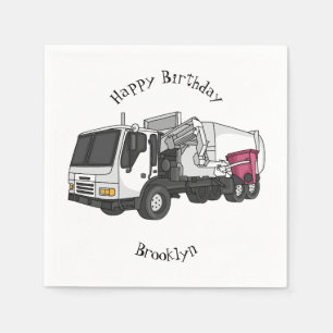 Garbage truck cartoon illustration napkin