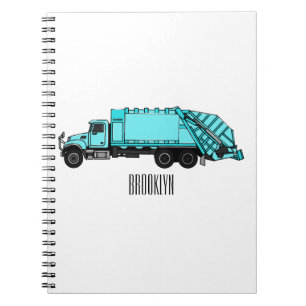 Garbage truck cartoon illustration notebook