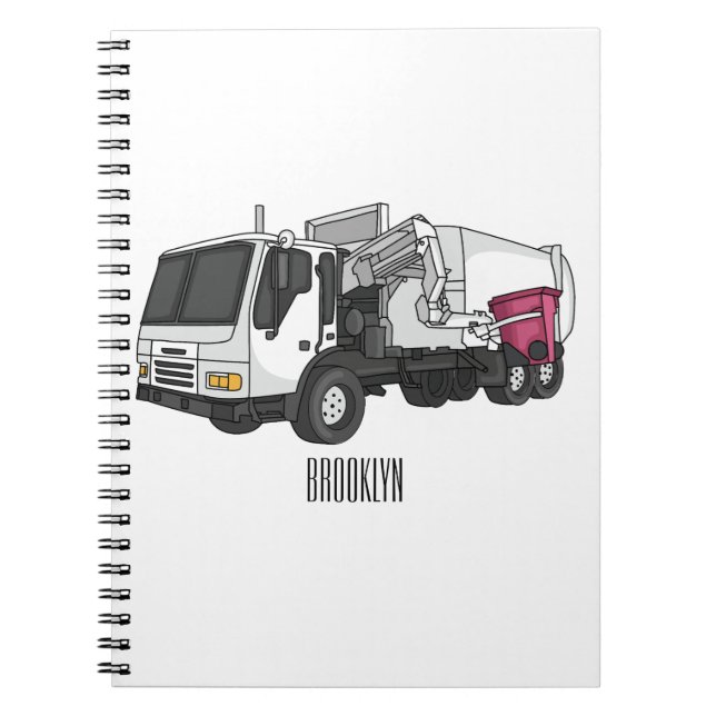 Garbage truck cartoon illustration notebook (Front)