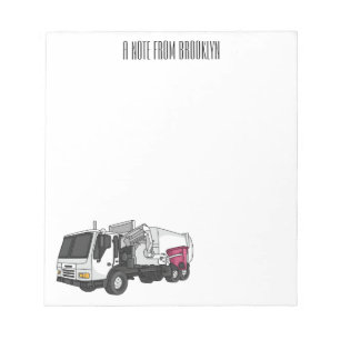 Garbage truck cartoon illustration notepad