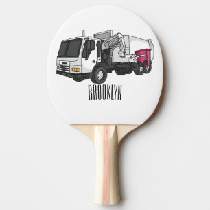 Garbage truck cartoon illustration ping pong paddle