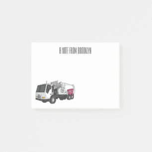 Garbage truck cartoon illustration post-it notes