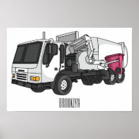 Garbage truck cartoon illustration