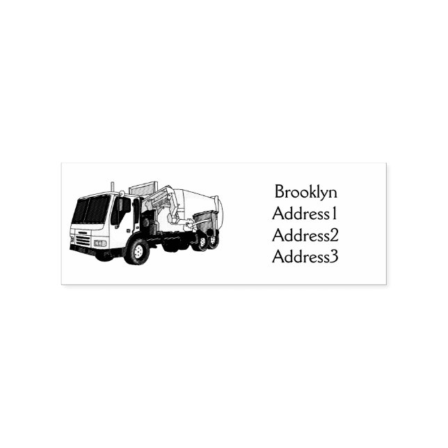 Garbage truck cartoon illustration rubber stamp (Imprint)