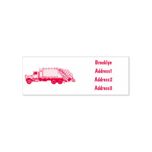 Garbage truck cartoon illustration self-inking stamp