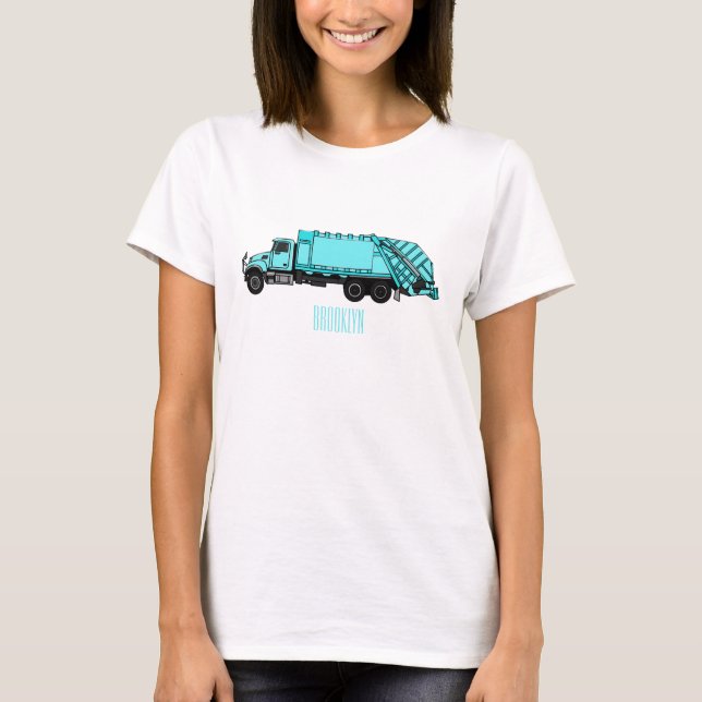 Garbage truck cartoon illustration T-Shirt (Front)