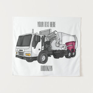 Garbage truck cartoon illustration  tapestry