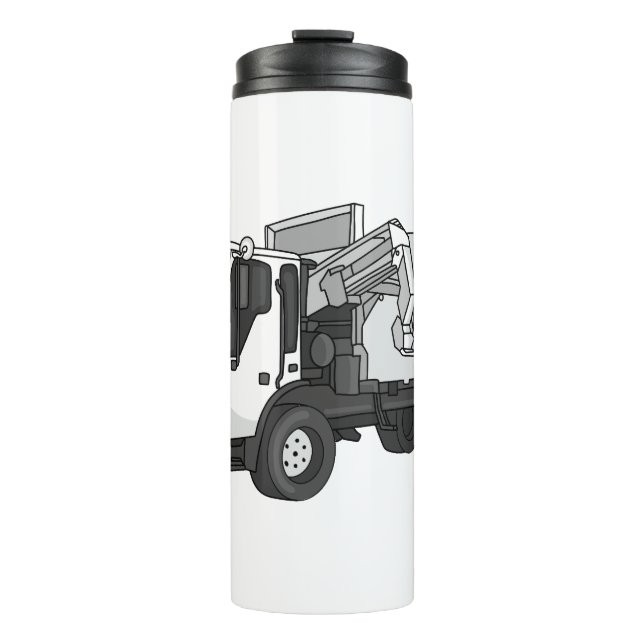 Garbage truck cartoon illustration thermal tumbler (Front)