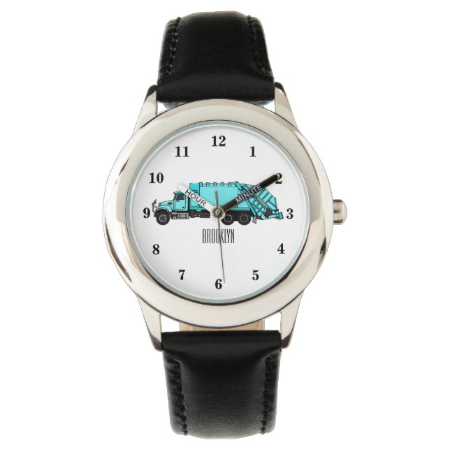 Garbage truck cartoon illustration watch (Front)
