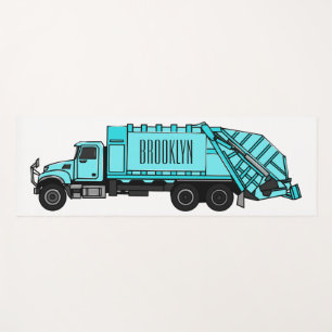 Garbage truck cartoon illustration yoga mat