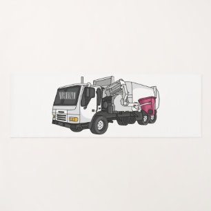Garbage truck cartoon illustration yoga mat