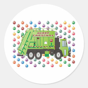 Garbage Truck Christmas Classic Round Sticker