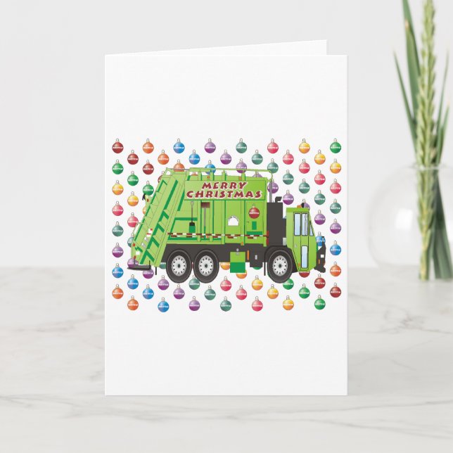 Garbage Truck Christmas Holiday Card (Front)