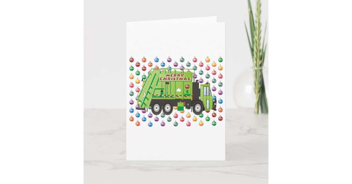 Garbage Truck Christmas Holiday Card Zazzle.co.uk