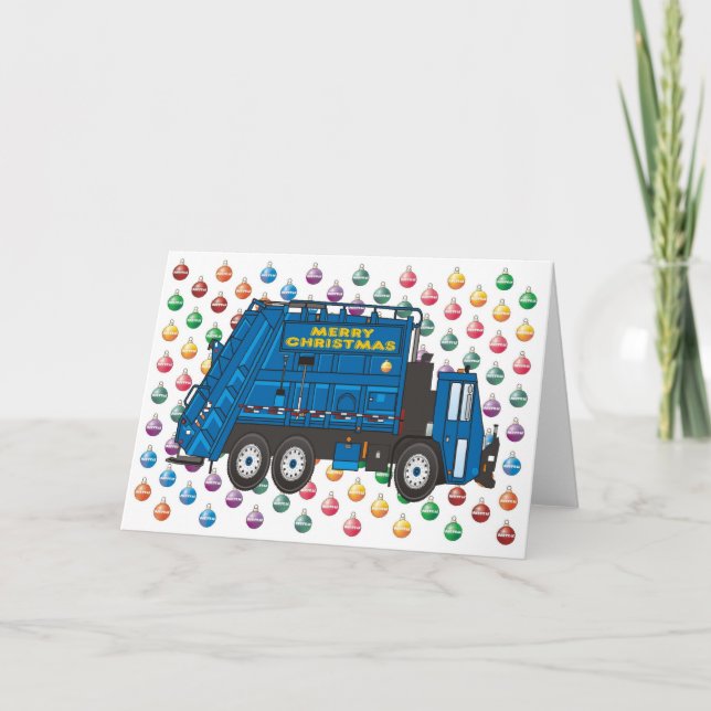 Garbage Truck Christmas Holiday Card (Front)