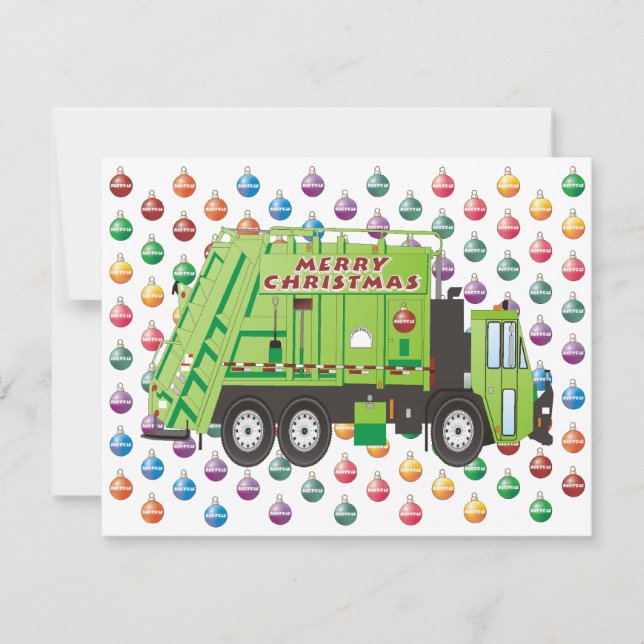 Garbage Truck Christmas Holiday Card (Front)