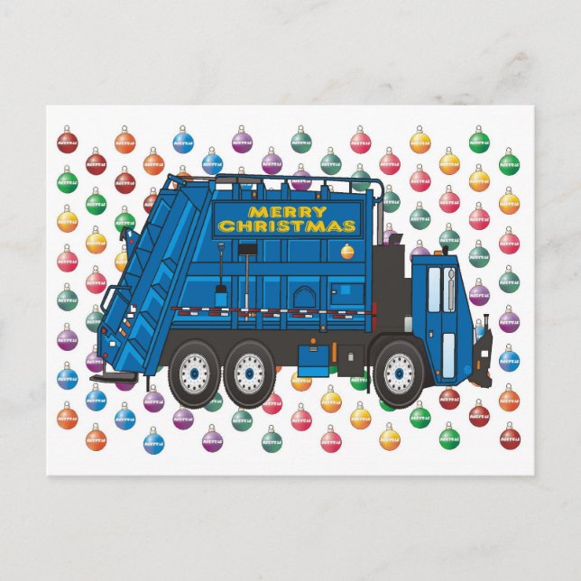 Garbage Truck Christmas Holiday Postcard (Front)