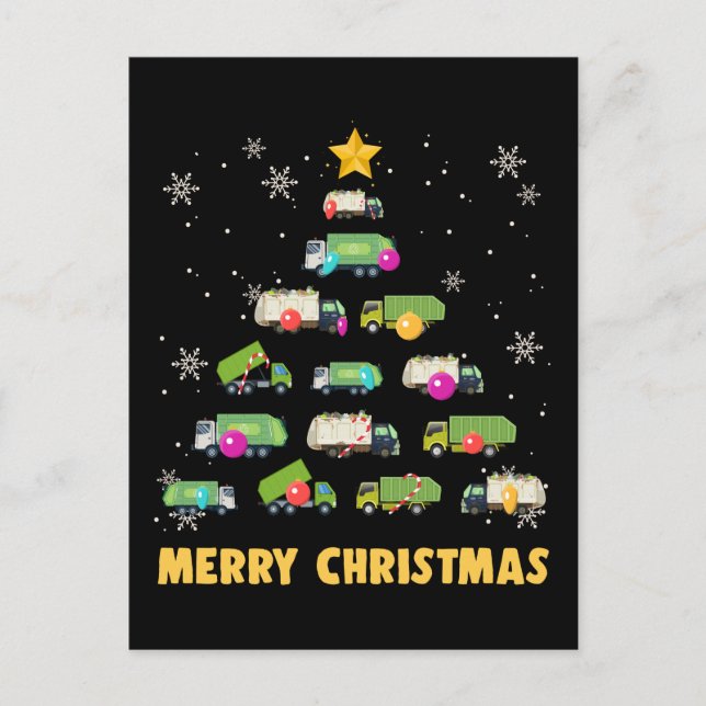 Garbage Truck Christmas Tree Boys Trucks Postcard (Front)