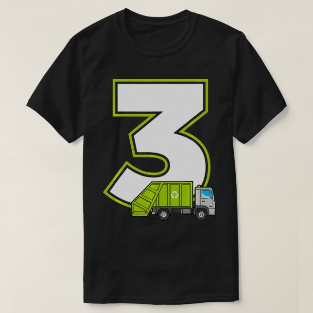 Garbage Truck Costume Party 3rd Birthday Boy  T-Shirt (Design Front)