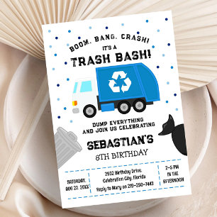Garbage Truck Dump Truck Boy Birthday Invitation