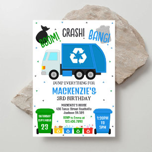 Garbage Truck Dump Truck Boy Birthday Invitation