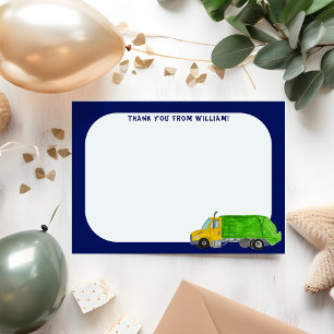Garbage Truck Flat Panel Thank You Card