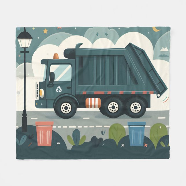 Garbage Truck  Fleece Blanket (Front (Horizontal))