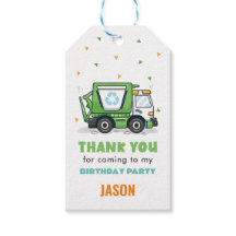 Garbage Truck Gift Tags Dump Truck Party Thank You
