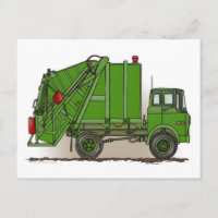 Garbage Truck Green Post Card