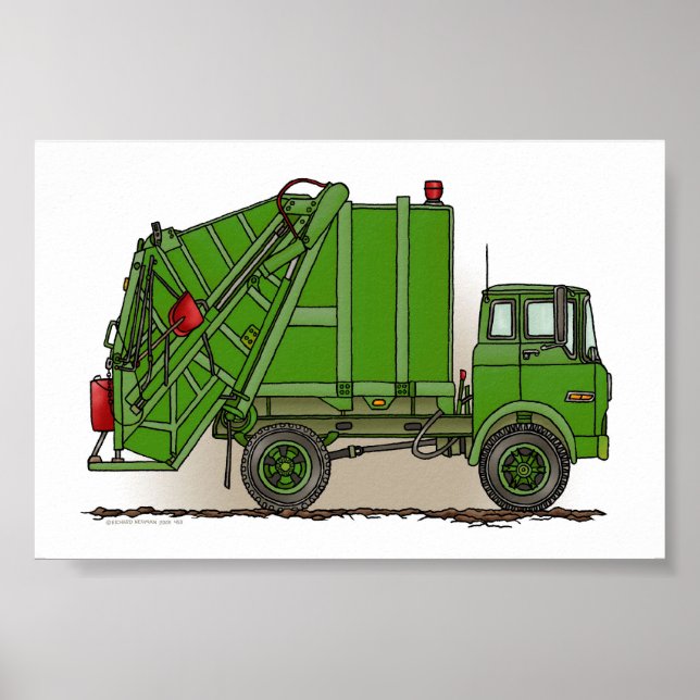 Garbage Truck Green Poster (Front)