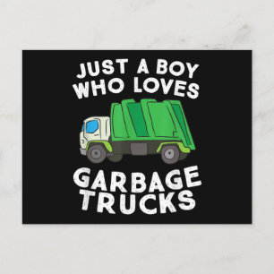 Garbage Truck Just A Boy Who Loves Garbage Trucks Postcard
