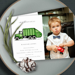 Garbage Truck Kids Any Age Birthday Photo Invite